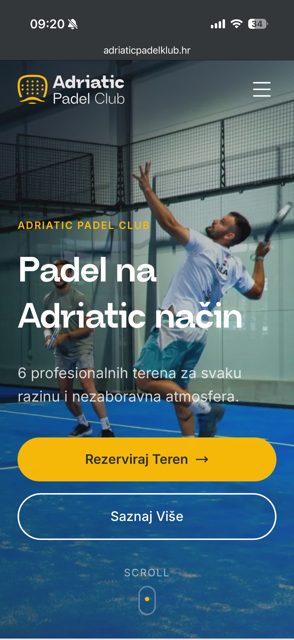 Adriatic Padel Klub · mobilni prikaz 1