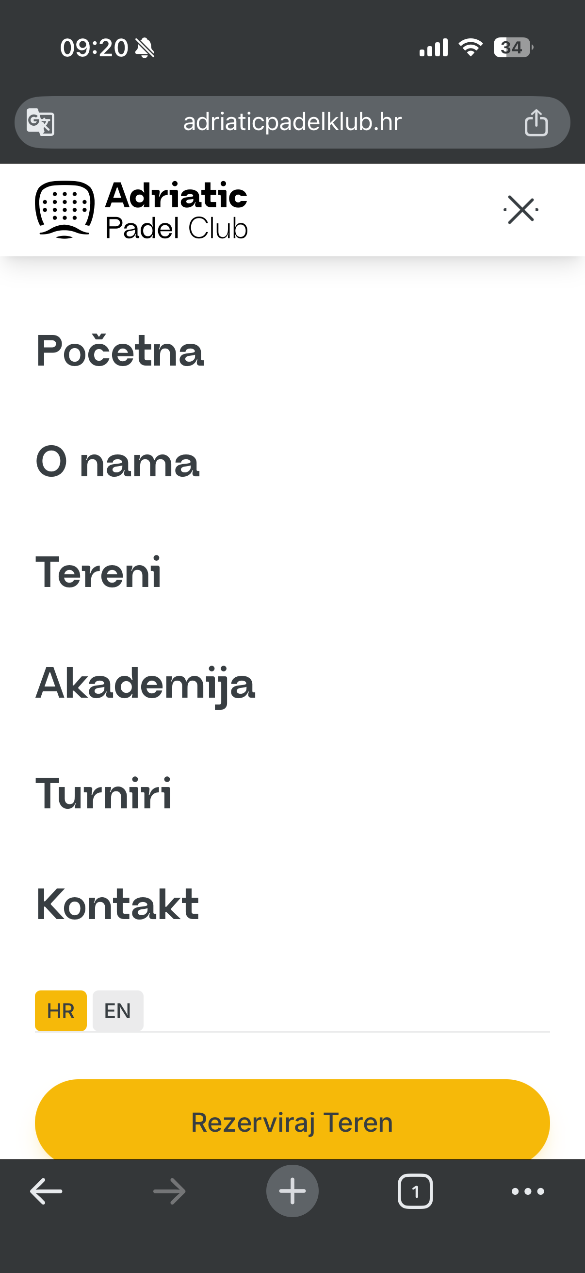 Adriatic Padel Klub · mobilni prikaz 4